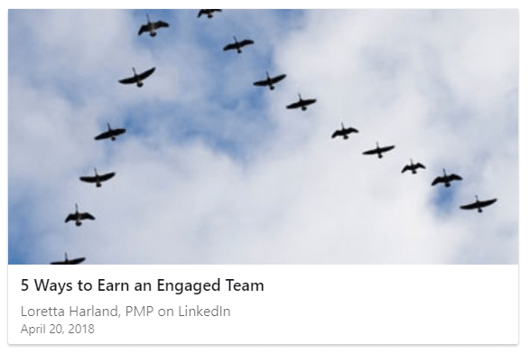 Linked In article - engaged team